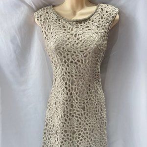 Eliza J Cache taupe sleeveless mini dress beaded SIZE 6